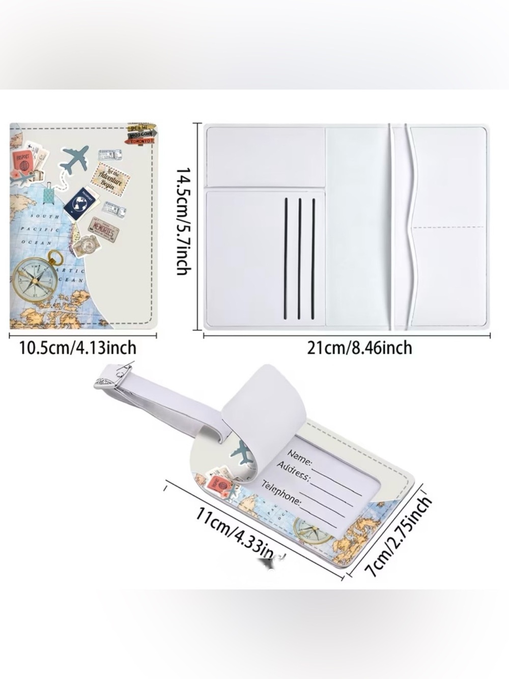 2 Piece Set NWT - Passport Holder & Luggage Tag - Picture 2 of 8